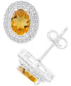 Macy's Amethyst (1-3/8 Ct. T.w.) & Lab Grown White Sapphire (1/2 Ct. T.w.) Oval Halo Birthstone Stud Earrin In Citrine