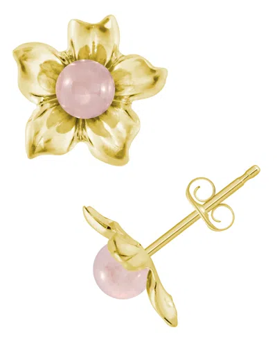 Macy's Amethyst (1-3/8 Ct. T.w.) Hibiscus Flower Stud Earrings In 10k Yellow Gold (also Available In Onyx, 
