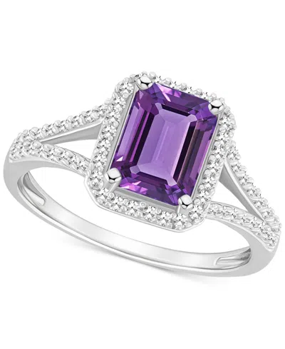 Macy's Amethyst (1-5/8 Ct. T.w.) & Diamond (1/4 Ct. T.w.) Split Shank Ring In Sterling Silver (also In Citr