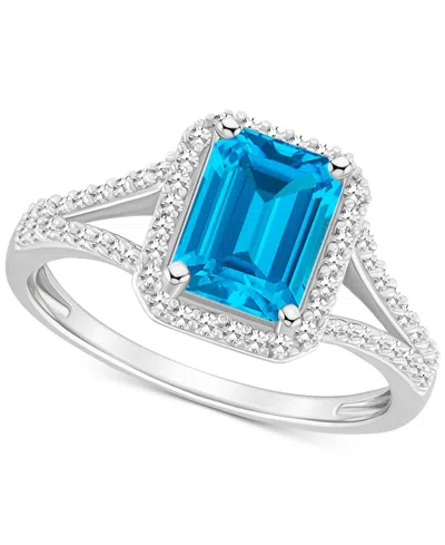 Macy's Amethyst (1-5/8 Ct. T.w.) & Diamond (1/4 Ct. T.w.) Split Shank Ring In Sterling Silver (also In Citr In Blue Topaz