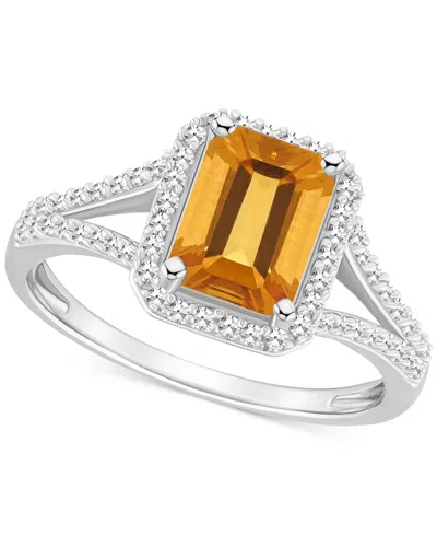 Macy's Amethyst (1-5/8 Ct. T.w.) & Diamond (1/4 Ct. T.w.) Split Shank Ring In Sterling Silver (also In Citr In Citrine