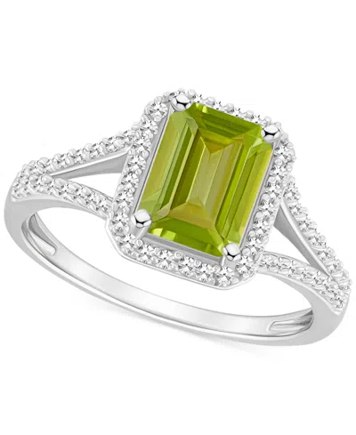 Macy's Amethyst (1-5/8 Ct. T.w.) & Diamond (1/4 Ct. T.w.) Split Shank Ring In Sterling Silver (also In Citr In Peridot