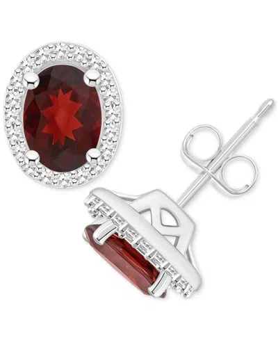 Macy's Amethyst (1-5/8 Ct. T.w.) & Diamond (1/5 Ct. T.w.) Halo Stud Earrings In Sterling Silver (also In Ci In Garnet