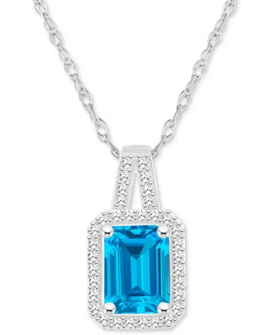 Macy's Amethyst (1-5/8 Ct. T.w.) & Diamond (1/6 Ct. T.w.) Halo 18" Pendant Necklace In Sterling Silver (als In Blue Topaz