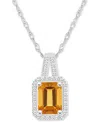 Macy's Amethyst (1-5/8 Ct. T.w.) & Diamond (1/6 Ct. T.w.) Halo 18" Pendant Necklace In Sterling Silver (als In Citrine