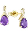 Macy's Amethyst (1-7/8 Ct. T.w.) & Lab-grown White Sapphire (1/10 Ct. T.w.) Pear Swirl Stud Earrings In 14k In Amethyst
