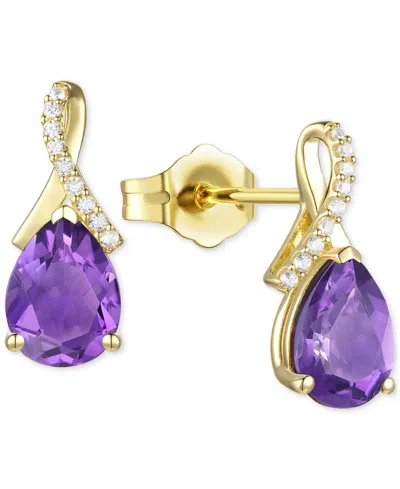 Macy's Amethyst (1-7/8 Ct. T.w.) & Lab-grown White Sapphire (1/10 Ct. T.w.) Pear Swirl Stud Earrings In 14k