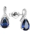 Macy's Amethyst (1-7/8 Ct. T.w.) & Lab-grown White Sapphire (1/10 Ct. T.w.) Pear Swirl Stud Earrings In 14k In Sapphire