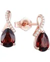 Macy's Amethyst (1-7/8 Ct. T.w.) & Lab-grown White Sapphire (1/10 Ct. T.w.) Pear Swirl Stud Earrings In 14k In Garnet