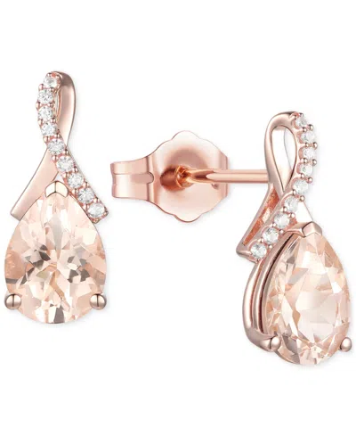 Macy's Amethyst (1-7/8 Ct. T.w.) & Lab-grown White Sapphire (1/10 Ct. T.w.) Pear Swirl Stud Earrings In 14k In Morganite