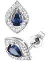 Macy's Amethyst (1-7/8 Ct. T.w.) & Lab-grown White Sapphire (1/5 Ct. T.w.) Pear Halo Stud Earrings In Sterl In Sapphire