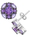 Macy's Amethyst (1-7/8 Ct. T.w.) & Pink Amethyst (1 Ct. T.w.) Cluster Stud Earrings In Sterling Silver In Amethyst