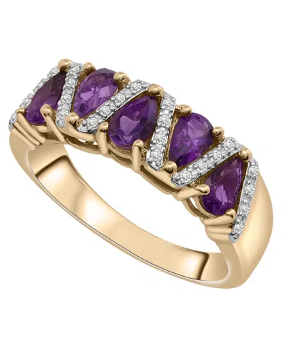 Macy's Amethyst (1 Ct. T.w.) & Diamond (1/10 Ct. T.w.) Ring In 14k Yellow Gold