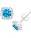Macy's Amethyst (1 Ct. T.w.) & Diamond (1/5 Ct. T.w.) Cushion Halo Stud Earrings In Sterling Silver (also I In Blue Topaz