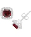 Macy's Amethyst (1 Ct. T.w.) & Diamond (1/5 Ct. T.w.) Cushion Halo Stud Earrings In Sterling Silver (also I In Garnet