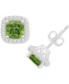 Macy's Amethyst (1 Ct. T.w.) & Diamond (1/5 Ct. T.w.) Cushion Halo Stud Earrings In Sterling Silver (also I In Peridot