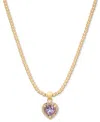 Macy's Amethyst (1 Ct. T.w.) & White Topaz (1/4 Ct. T.w.) Heart Bead Link 18" Pendant Necklace In 14k Gold-