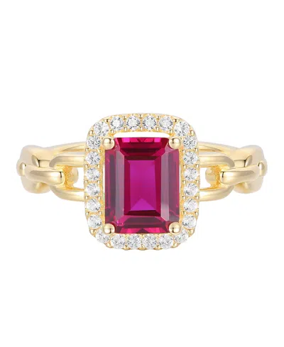 Macy's Amethyst (1-1/2 Ct. T.w.) & Lab Grown White Sapphire (1/4 Ct. T.w.) Ring In 14k Gold Over Sterling S In Pink