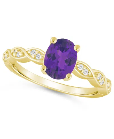 Macy's Amethyst (1-1/5 Ct. T.w.) And White Diamond (1/20 Ct. T.w.) Ring In 10k White Gold In Amethyst,yellow Gold