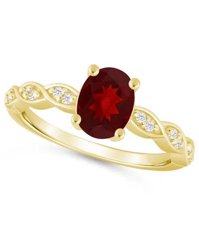Macy's Amethyst (1-1/5 Ct. T.w.) And White Diamond (1/20 Ct. T.w.) Ring In 10k White Gold In Garnet,yellow Gold