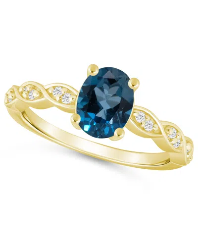 Macy's Amethyst (1-1/5 Ct. T.w.) And White Diamond (1/20 Ct. T.w.) Ring In 10k White Gold In London Blue Topaz,yellow Gold
