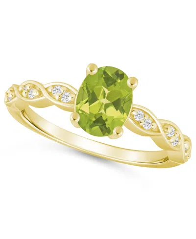 Macy's Amethyst (1-1/5 Ct. T.w.) And White Diamond (1/20 Ct. T.w.) Ring In 10k White Gold In Peridot,yellow Gold