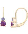 Macy's Amethyst (1/2 Ct. T.w.) & Tanzanite (1/6 Ct. T.w.) Leverback Hoop Earrings In 10k Gold