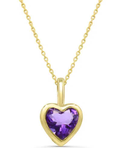 Macy's Amethyst (1/2 Ct. T.w.) Heart Pendant In 14k Gold-plated Sterling Silver In Multi