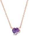 Macy's Amethyst (1/2 Ct. T.w.) & Diamond Accent Swirl 18" Pendant Necklace In Rose-plated Sterling Silver In Amethyst