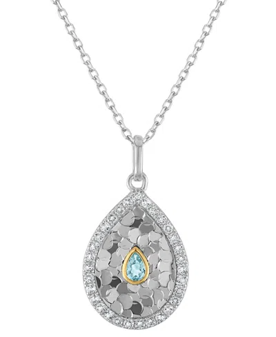 Macy's Amethyst (1/20 Ct. T.w.) & White Topaz (1/6 Ct. T.w.) Pendant Necklace In 14k Two-tone Gold (also Av In Silver