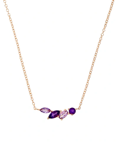 Macy's Amethyst (1/3 Ct. T.w.) & Rose De France Amethyst (1/3 Ct. T.w.) Mixed Cut Cluster 18" Pendant Neckl In Multi-gemstone