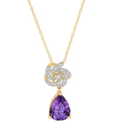 Macy's Amethyst (1-3/8 Ct. T.w.) & Diamond (1/8 Ct. T.w.) Pendant Necklace In 14k Yellow Gold