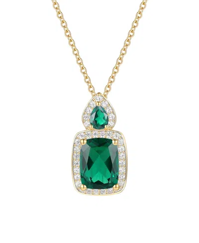 Macy's Amethyst (1-3/8 Ct. T.w.) & Lab Grown White Sapphire (1/5 Ct. T.w.) Pendant Necklace In 14k Gold Ove In Yellow