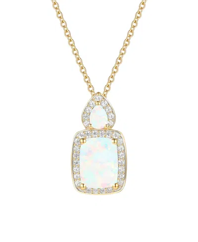 Macy's Amethyst (1-3/8 Ct. T.w.) & Lab Grown White Sapphire (1/5 Ct. T.w.) Pendant Necklace In 14k Gold Ove In Purple