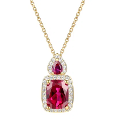 Macy's Amethyst (1-3/8 Ct. T.w.) & Lab Grown White Sapphire (1/5 Ct. T.w.) Pendant Necklace In 14k Gold Ove In Transparent