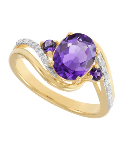 Macy's Amethyst (1/4 Ct. T.w.) & Diamond (1/8 Ct. T.w.) Ring In 14k Yellow Gold-plated Sterling Silver