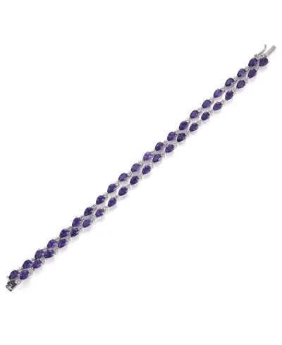 Macy's Amethyst (14.7 Ct. T.w.) And White Topaz (1.65 Ct. T.w.) Bracelet In Sterling Silver (also In Garnet In Metallic