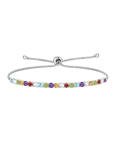 Macy's Amethyst (1-5/8 Ct. T.w.) Bolo Bracelet In Sterling Silver In Multi-gemstone
