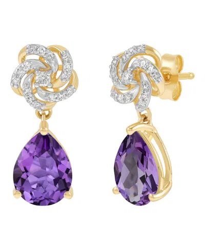 Macy's Amethyst (1-9/10 Ct. T.w.) & Diamond (1/8 Ct. T.w.) Earrings In 14k Yellow Gold