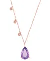 Macy's Amethyst (2-1/2 Ct. T.w.) & Diamond Accent Pendant Necklace In 18k Rose Gold-plated Sterling Silver, In Amethyst