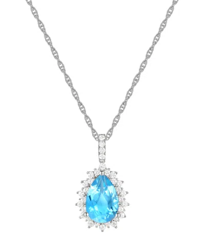 Macy's Amethyst (2-1/2 Ct. T.w.) & Lab-grown White Sapphire (1/2 Ct. T.w.) Pear Halo 18" Pendant Necklace I In Blue Topaz