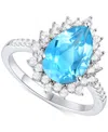 Macy's Amethyst (2-1/2 Ct. T.w.) & Lab-grown White Sapphire (5/8 Ct. T.w.) Pear Halo Ring In 14k Gold-plate In Blue Topaz