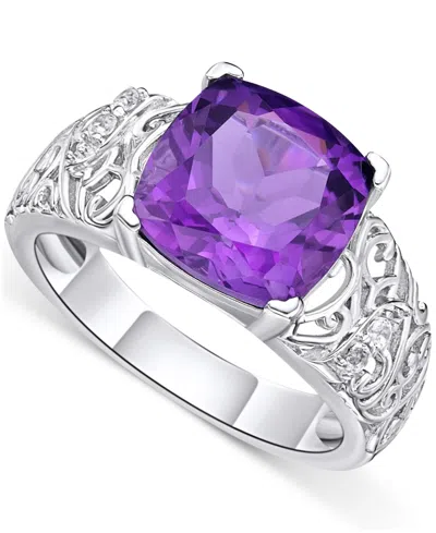 Macy's Amethyst (2-1/2 Ct. T.w.) & White Topaz (1/20 Ct. T.w.) Filigree Ring In Sterling Silver
