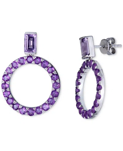Macy's Amethyst (2-1/2 Ct. T.w.) Or Sky Blue Topaz (4-1/2 Ct. T.w.) Drop Earrings In Sterling Silver In Purple