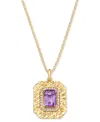 Macy's Amethyst (2-1/5 Ct. T.w.) & White Topaz (1/4 Ct. T.w.) Square Glitter Texture 18" Pendant Necklace I In Amethyst