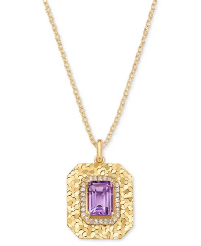 Macy's Amethyst (2-1/5 Ct. T.w.) & White Topaz (1/4 Ct. T.w.) Square Glitter Texture 18" Pendant Necklace I