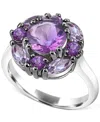 Macy's Amethyst (2-1/8 Ct. T.w.) & Pink Amethyst (7/8 Ct. T.w.) Cluster Ring In Sterling Silver In Amethyst