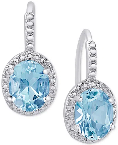 Macy's Amethyst (2-2/5 Ct. T.w.) And Diamond Accent Drop Earrings In Sterling Silver In Blue Topaz