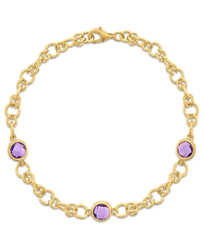 Macy's Amethyst (2-3/8 Ct. T.w.) Station Diamond Cut Circle Bracelet In 14k Gold Over Sterling Silver (also
