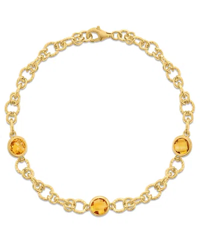 Macy's Amethyst (2-3/8 Ct. T.w.) Station Diamond Cut Circle Bracelet In 14k Gold Over Sterling Silver (also